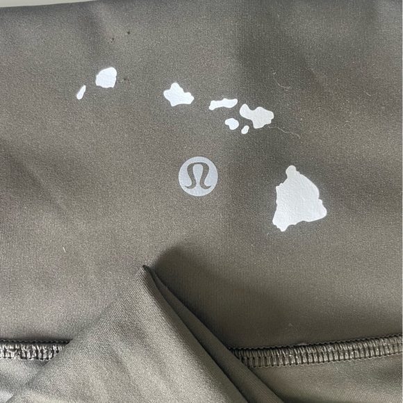 Olive Green Hawaii Islands RARE Wunder Under Lululemon Leggings Aloha - Picture 1 of 5